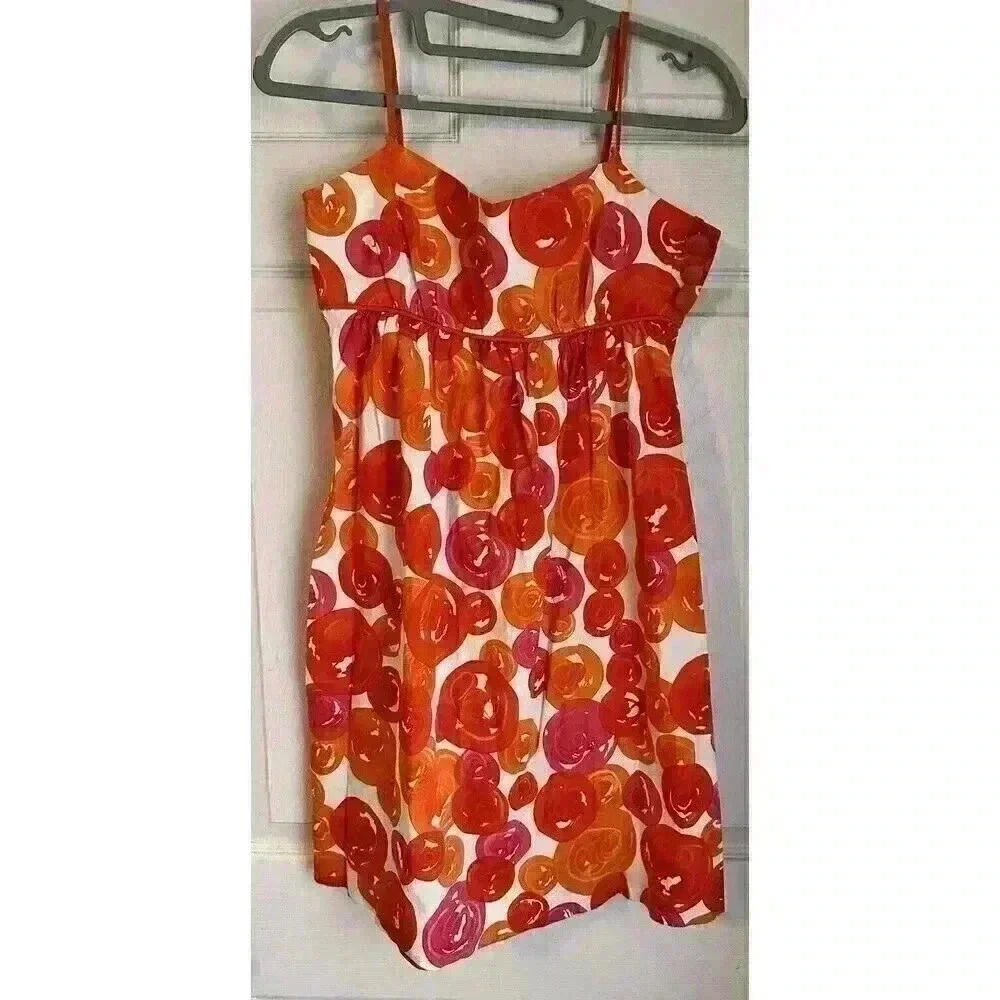 London Times Floral Coral Babydoll Dress size 4 Vacation, Dance, Casual, Spring